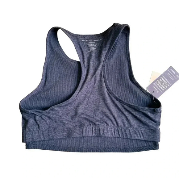 Threads 4 Thought Grey Sports Bra Top Tee XL ReActive Ribbed NWT Activewear - Picture 9 of 12